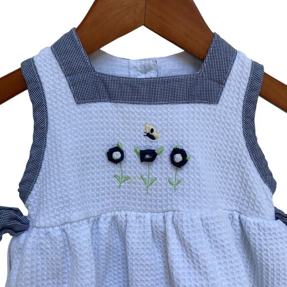VTG Baby Girl Outfit 18 Mos Miniwear Waffle Knit Dress One Piece Floral Snap - Picture 3 of 9